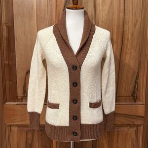J. Crew Classic Two-Tone Knit Cardigan, Acrylic/Wool/Mohair, EUC, S